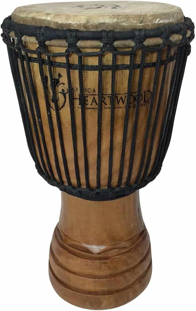 Africa Heartwood Project 9 inch authentic African djembe handmade with traditional carvings