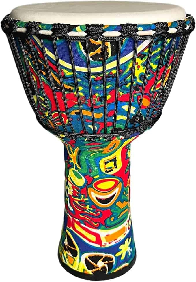 KUYT 9 inch traditional African djembe drum carved mahogany with goatskin head