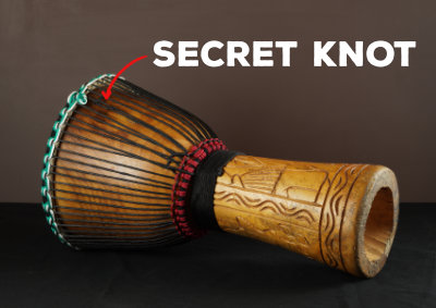 Secret knots for djembe repair