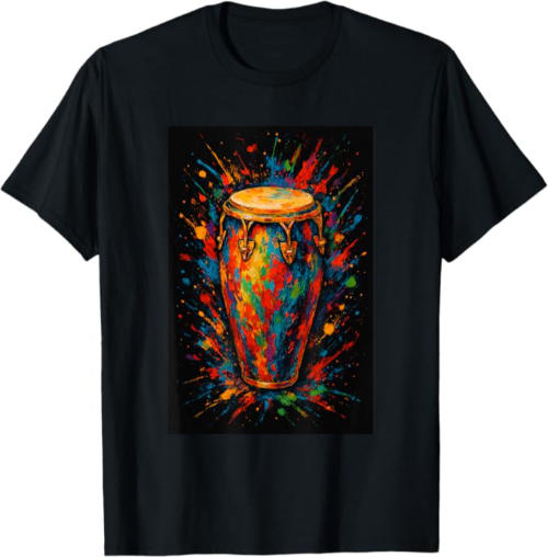 Djembe T Shirt - paint splatter conga